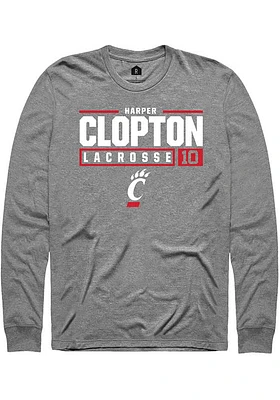 Harper Clopton  Cincinnati Bearcats Graphite Rally NIL Stacked Box Long Sleeve T Shirt