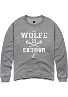 Lexie Wolfe  Rally Cincinnati Bearcats Mens Graphite NIL Sport Icon Long Sleeve Crew Sweatshirt