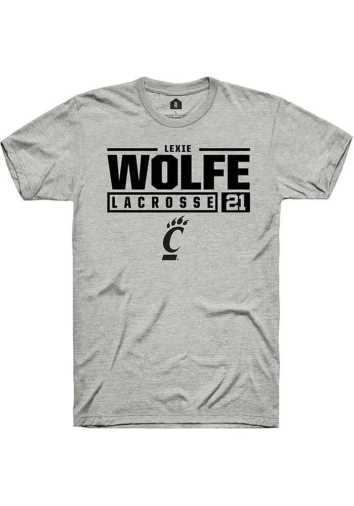 Lexie Wolfe  Cincinnati Bearcats Ash Rally NIL Stacked Box Short Sleeve T Shirt
