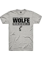 Lexie Wolfe  Cincinnati Bearcats Ash Rally NIL Stacked Box Short Sleeve T Shirt