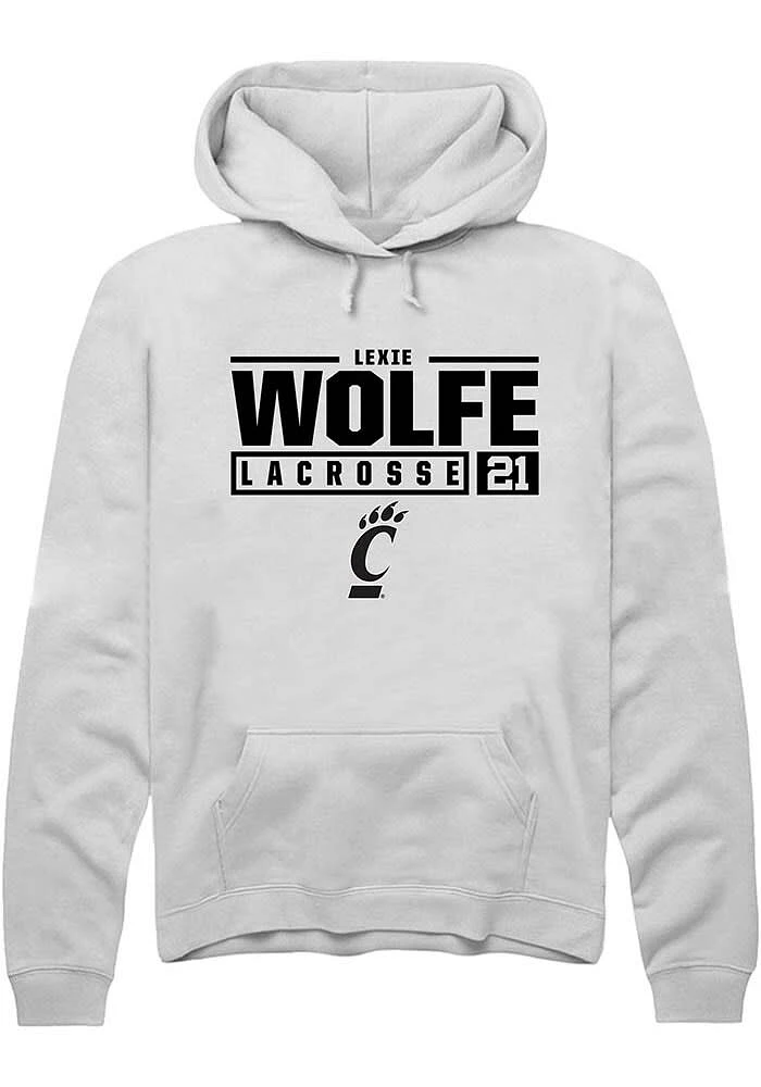 Lexie Wolfe Rally Cincinnati Bearcats Mens NIL Stacked Box Long Sleeve Hoodie