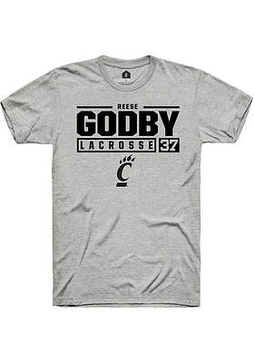 Reese Godby  Cincinnati Bearcats Ash Rally NIL Stacked Box Short Sleeve T Shirt