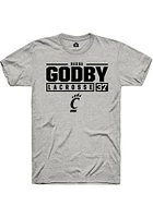 Reese Godby  Cincinnati Bearcats Ash Rally NIL Stacked Box Short Sleeve T Shirt