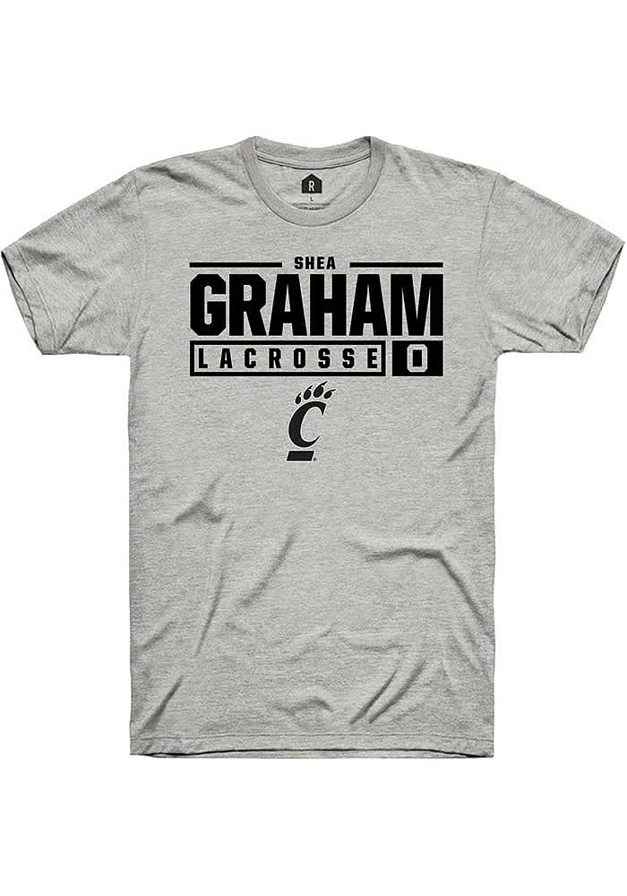 Shea Graham Cincinnati Bearcats Ash Rally NIL Stacked Box Short Sleeve T Shirt