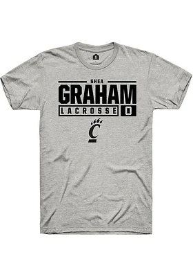 Shea Graham  Cincinnati Bearcats Ash Rally NIL Stacked Box Short Sleeve T Shirt
