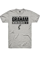 Shea Graham  Cincinnati Bearcats Ash Rally NIL Stacked Box Short Sleeve T Shirt