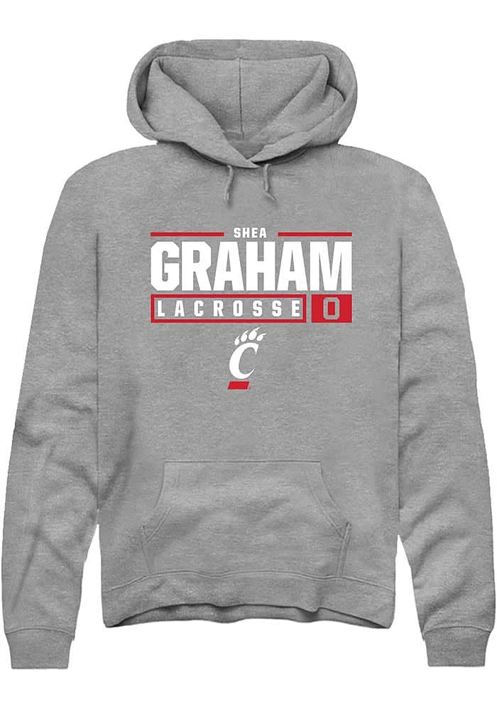 Shea Graham Rally Cincinnati Bearcats Mens Graphite NIL Stacked Box Long Sleeve Hoodie