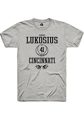 Simas Lukosius  Cincinnati Bearcats Ash Rally NIL Sport Icon Short Sleeve T Shirt