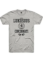 Simas Lukosius  Cincinnati Bearcats Ash Rally NIL Sport Icon Short Sleeve T Shirt