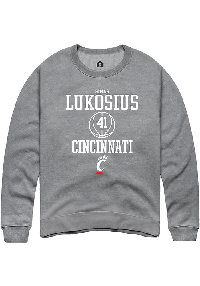 Simas Lukosius  Rally Cincinnati Bearcats Mens Graphite NIL Sport Icon Long Sleeve Crew Sweatshirt