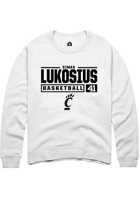 Simas Lukosius Rally Cincinnati Bearcats Mens NIL Stacked Box Long Sleeve Crew Sweatshirt