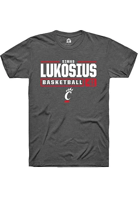 Simas Lukosius  Cincinnati Bearcats Dark Grey Rally NIL Stacked Box Short Sleeve T Shirt