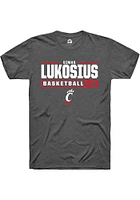 Simas Lukosius  Cincinnati Bearcats Dark Grey Rally NIL Stacked Box Short Sleeve T Shirt