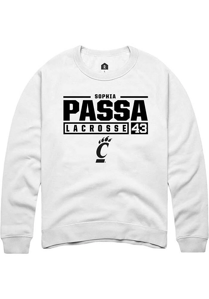 Sophia Passa Rally Cincinnati Bearcats Mens NIL Stacked Box Long Sleeve Crew Sweatshirt