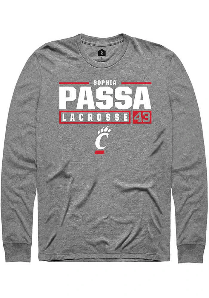 Sophia Passa Cincinnati Bearcats Graphite Rally NIL Stacked Box Long Sleeve T Shirt