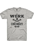 Thea Work  Cincinnati Bearcats Ash Rally NIL Sport Icon Short Sleeve T Shirt