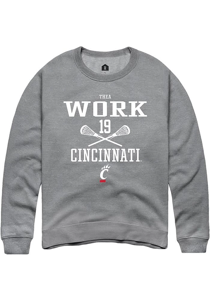 Thea Work Rally Cincinnati Bearcats Mens Graphite NIL Sport Icon Long Sleeve Crew Sweatshirt