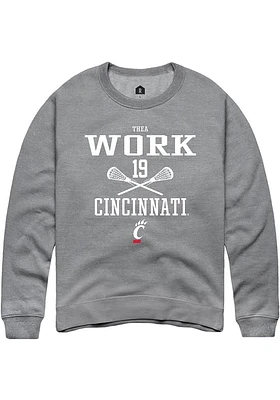 Thea Work  Rally Cincinnati Bearcats Mens Graphite NIL Sport Icon Long Sleeve Crew Sweatshirt