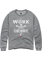 Thea Work  Rally Cincinnati Bearcats Mens Graphite NIL Sport Icon Long Sleeve Crew Sweatshirt