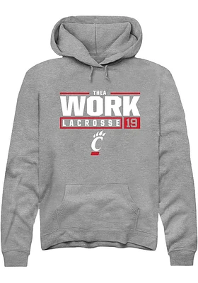 Thea Work  Rally Cincinnati Bearcats Mens Graphite NIL Stacked Box Long Sleeve Hoodie