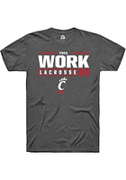 Thea Work  Cincinnati Bearcats Dark Grey Rally NIL Stacked Box Short Sleeve T Shirt