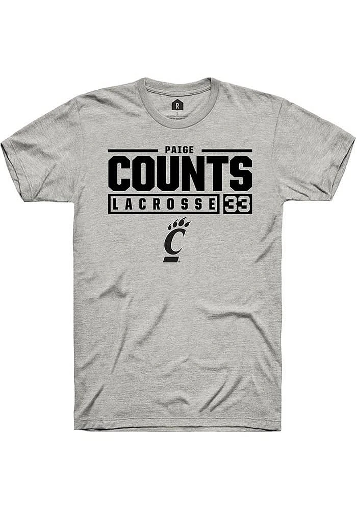Veronica Counts Cincinnati Bearcats Ash Rally NIL Stacked Box Short Sleeve T Shirt