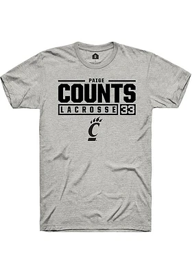 Veronica Counts  Cincinnati Bearcats Ash Rally NIL Stacked Box Short Sleeve T Shirt