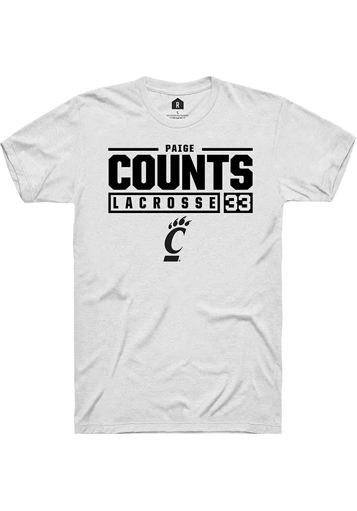 Veronica Counts Cincinnati Bearcats Rally NIL Stacked Box Short Sleeve T Shirt