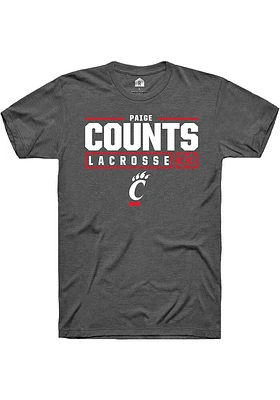 Veronica Counts  Cincinnati Bearcats Dark Grey Rally NIL Stacked Box Short Sleeve T Shirt