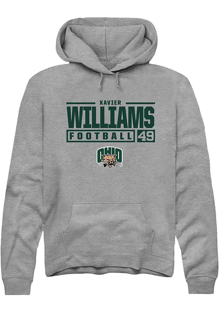 Xavier Williams Rally Ohio Bobcats Mens Graphite NIL Stacked Box Long Sleeve Hoodie