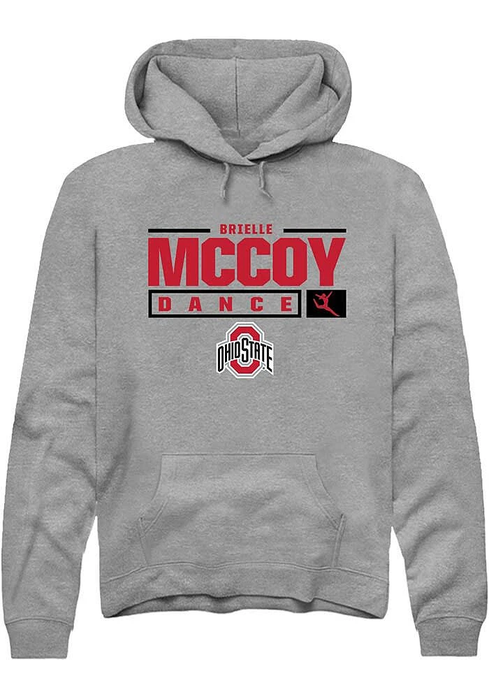 Brielle McCoy Rally Ohio State Buckeyes Mens Graphite NIL Stacked Box Long Sleeve Hoodie