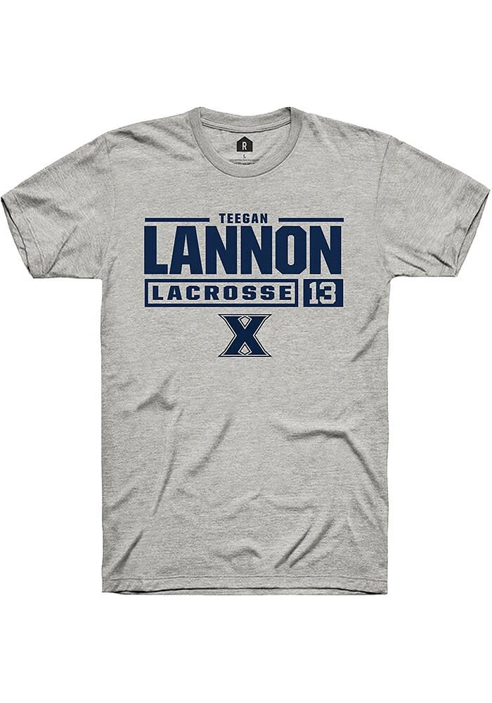 Teegan Lannon  Xavier Musketeers Ash Rally NIL Stacked Box Short Sleeve T Shirt