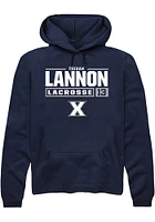 Teegan Lannon  Rally Xavier Musketeers Mens Navy Blue NIL Stacked Box Long Sleeve Hoodie