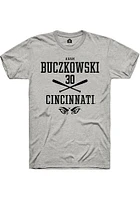 Adam Buczkowski  Cincinnati Bearcats Ash Rally NIL Sport Icon Short Sleeve T Shirt