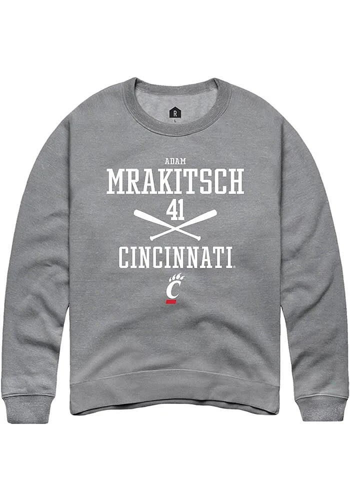 Adam Mrakitsch  Rally Cincinnati Bearcats Mens Graphite NIL Sport Icon Long Sleeve Crew Sweatshirt