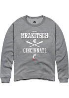 Adam Mrakitsch  Rally Cincinnati Bearcats Mens Graphite NIL Sport Icon Long Sleeve Crew Sweatshirt