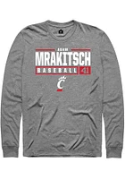 Adam Mrakitsch  Cincinnati Bearcats Graphite Rally NIL Stacked Box Long Sleeve T Shirt