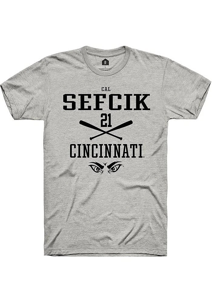 Cal Sefcik Cincinnati Bearcats Ash Rally NIL Sport Icon Short Sleeve T Shirt