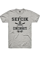Cal Sefcik  Cincinnati Bearcats Ash Rally NIL Sport Icon Short Sleeve T Shirt