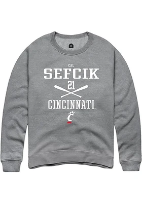 Cal Sefcik  Rally Cincinnati Bearcats Mens Graphite NIL Sport Icon Long Sleeve Crew Sweatshirt
