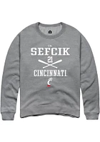 Cal Sefcik  Rally Cincinnati Bearcats Mens Graphite NIL Sport Icon Long Sleeve Crew Sweatshirt