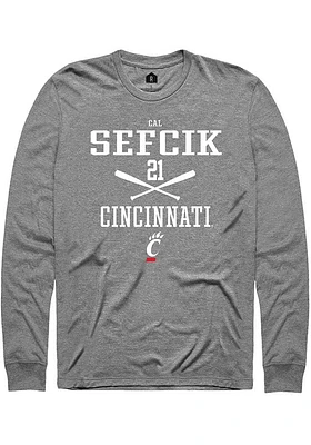 Cal Sefcik  Cincinnati Bearcats Graphite Rally NIL Sport Icon Long Sleeve T Shirt