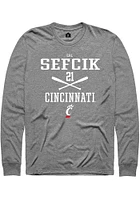 Cal Sefcik  Cincinnati Bearcats Graphite Rally NIL Sport Icon Long Sleeve T Shirt