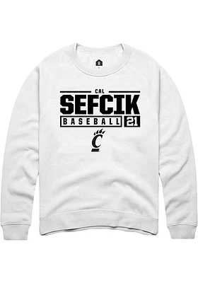 Cal Sefcik Rally Cincinnati Bearcats Mens NIL Stacked Box Long Sleeve Crew Sweatshirt