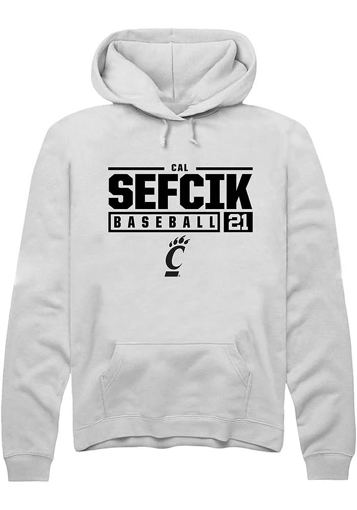Cal Sefcik Rally Cincinnati Bearcats Mens NIL Stacked Box Long Sleeve Hoodie