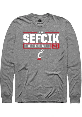 Cal Sefcik  Cincinnati Bearcats Graphite Rally NIL Stacked Box Long Sleeve T Shirt
