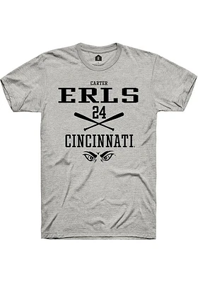 Carter Erls  Cincinnati Bearcats Ash Rally NIL Sport Icon Short Sleeve T Shirt