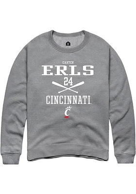 Carter Erls  Rally Cincinnati Bearcats Mens Graphite NIL Sport Icon Long Sleeve Crew Sweatshirt