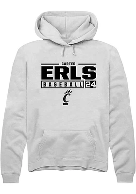 Carter Erls Rally Cincinnati Bearcats Mens NIL Stacked Box Long Sleeve Hoodie