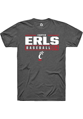 Carter Erls  Cincinnati Bearcats Dark Grey Rally NIL Stacked Box Short Sleeve T Shirt